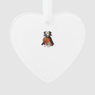 Dalmatian Halloween Vampire Dog with Pumpkin Baske Ornament
