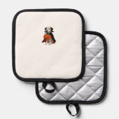 Dalmatian Halloween Vampire Dog with Pumpkin Baske Topflappen (Vorderseite/Rückseite)