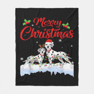 Dalmatian-Hund-Weihnachtsbeleuchtung Santa-Hut Xma Fleecedecke