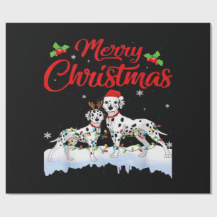 Dalmatian-Hund-Weihnachtsbeleuchtung Santa Hut Xma Geschenkpapier