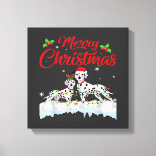 Dalmatian-Hund-Weihnachtsbeleuchtung Santa-Hut Xma Leinwanddruck