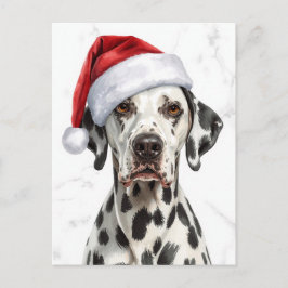 Dalmatian in Santa Hat Watercolor Xmas Feiertagspostkarte