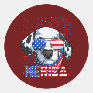 Dalmatian Liebhaber Merica Sonnenbrille 4. Juli Runder Aufkleber