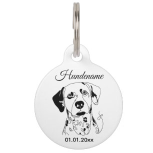 Dalmatian Minimalist Line Art Personalized Tag Haustiermarke