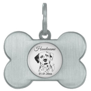 Dalmatian Minimalist Line Art Personalized Tag Tiermarke