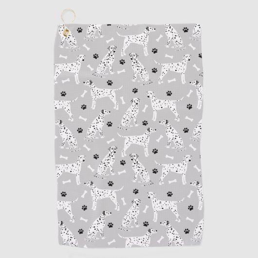 Dalmatian Paws and Bones Golf Towel Golfhandtuch (Vorderseite)