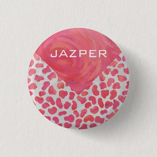 Dalmatian Pink and White with Monogram Button (Vorderseite)