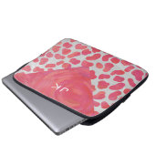 Dalmatian Pink and White with Monogram Laptopschutzhülle (Vorne Knopf)