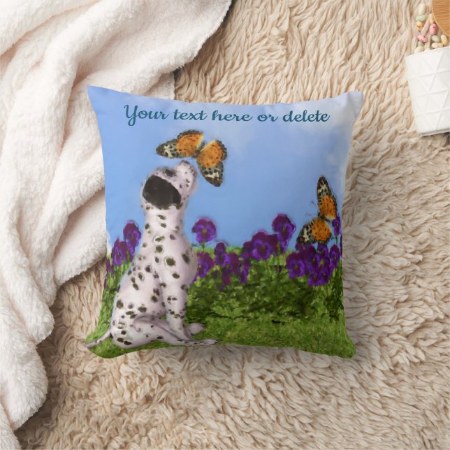 Dalmatian Puppy Butterflies Dog Art Personalized  Kissen (Decke)