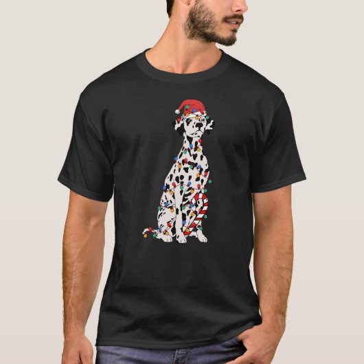 Dalmatian Santa Christmas Lights Dog Lover Xmas Pa T-Shirt (Vorderseite)