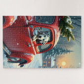 Dalmatian Snowy Car Ride Christmas Painting Puzzle (Horizontal)