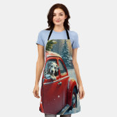 Dalmatian Snowy Car Ride Christmas Painting Schürze (Getragen)