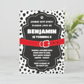 Dalmatian Spots Black Invitation for Birthday Einladung (Stehend Vorderseite)