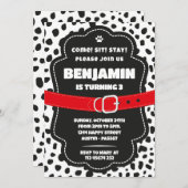 Dalmatian Spots Black Invitation for Birthday Einladung (Vorne/Hinten)