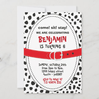 Dalmatian Spots Invitation for Birthday Party Dog  Einladung