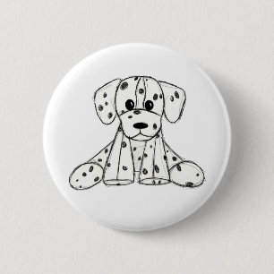 Dalmatian stuffed dog drawing outline simple black button