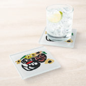 Dalmatian sunflowers glasuntersetzer (Schrägansicht)