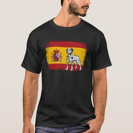Dalmatian vintage Spain Spanish flag dog T-Shirt (Vorderseite)