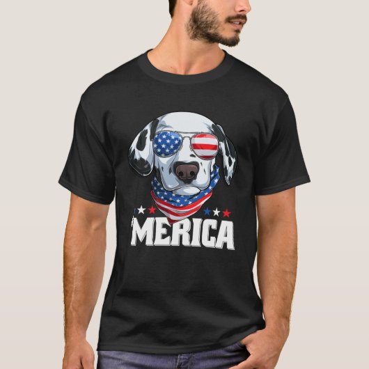 Dalmatian Wearing America Glasses Dog Dalmatian O T-Shirt (Vorderseite)