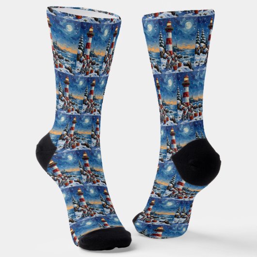 Dalmatian-Weihnachtsleuchtturm-Feiertag Socken (Gewinkelt)
