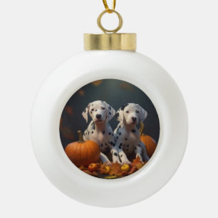 Dalmatian-Welpe Herbstfreude Kürbis  Keramik Kugel-Ornament