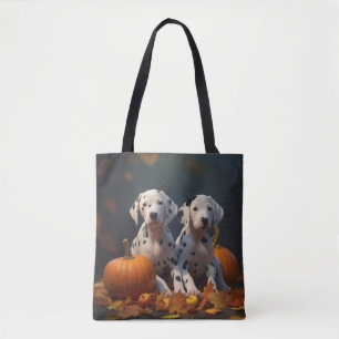 Dalmatian-Welpe Herbstfreude Kürbis Tasche