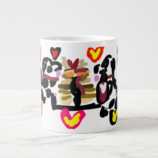 Dalmatians eating pancakes valentine's day Jumbo-Tasse (Vorderseite)