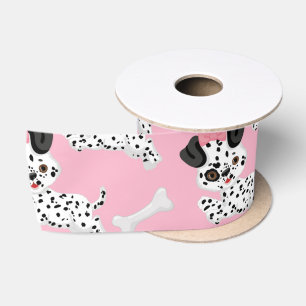 Dalmatians Puppies Black Spots Pink Toy Ball White Satinband