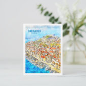 Dalmatien croatia Berühmte Wasserfarbskizze Postkarte (Stehend Vorderseite)