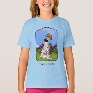 Dalmatien-Welpen-Schmetterlinge-Hunde-Kunst-Gemäld T-Shirt