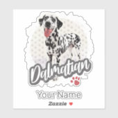 Dalmatier mit Paw Vintage Hund liebt Design Aufkleber (Blatt)
