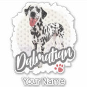 Dalmatier mit Paw Vintage Hund liebt Design Aufkleber (Vorderseite)