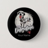 Dalmatier mit Paw Vintage Hund liebt Design Button (Vorderseite)