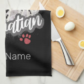 Dalmatier mit Paw Vintage Hund liebt Design Geschirrtuch (Viertel Falte)