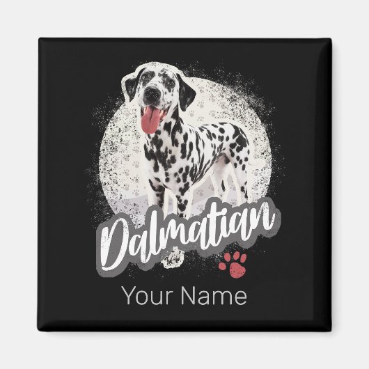 Dalmatier mit Paw Vintage Hund liebt Design Magnet (Vorne)