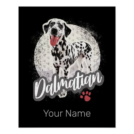 Dalmatier mit Paw Vintage Hund liebt Design Poster (Vorderseite)