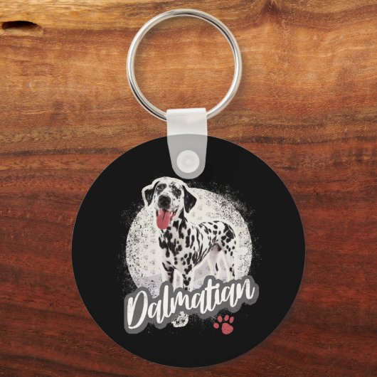 Dalmatier mit Paw Vintage Hund liebt Design Schlüsselanhänger (Vorderseite)