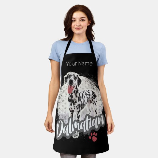 Dalmatier mit Paw Vintage Hund liebt Design Schürze (Getragen)