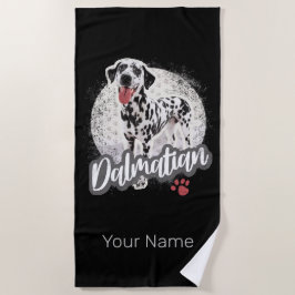 Dalmatier mit Paw Vintage Hund liebt Design Strandtuch