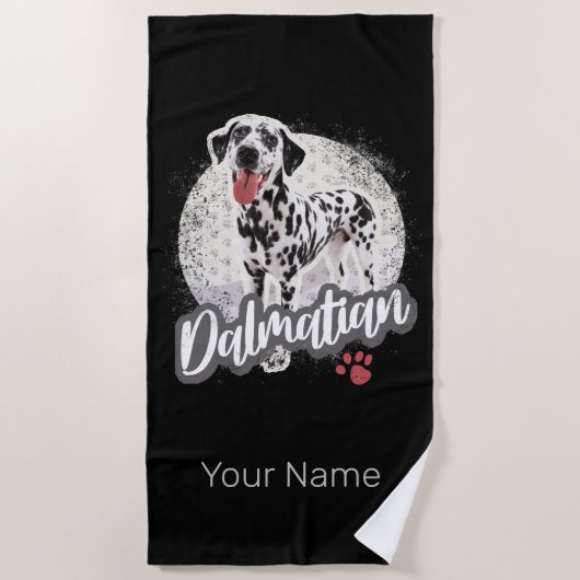 Dalmatier mit Paw Vintage Hund liebt Design Strandtuch (Vorderseite)