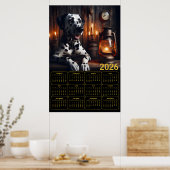 Dalmatiner 2026 Rustikaler Kalender Poster (Küche)