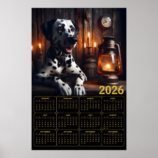 Dalmatiner 2026 Rustikaler Kalender Poster (Vorne)