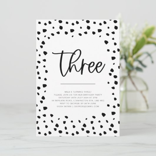 Dalmatiner 3. Geburtstagseinladung Einladung (Stehend Vorderseite)