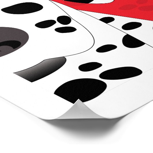 Dalmatiner | Abstrakte Hundekunst | Rot, Schwarz u Poster (Ecke)