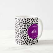 Dalmatiner Abstraktes Muster Lila Monogramm Kaffeetasse (VorderseiteRechts)