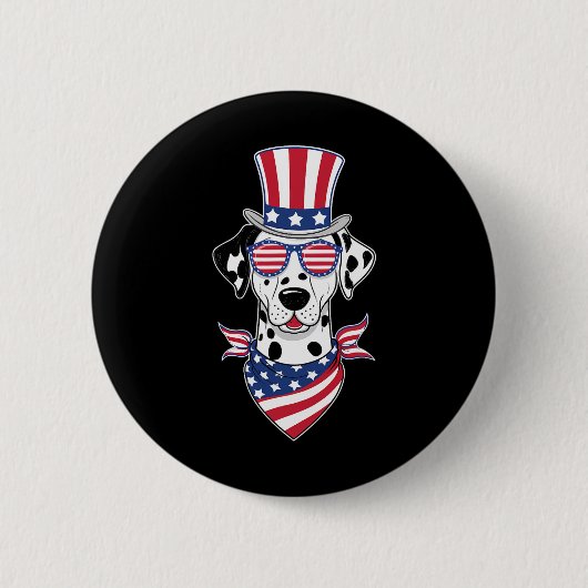Dalmatiner American USA Flag Sungles 4. Juli Do Button (Vorderseite)