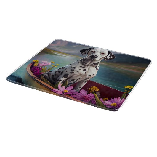 Dalmatiner auf dem Paddle: Ein Landschaftliches Ab Schneidebrett (Ecke)