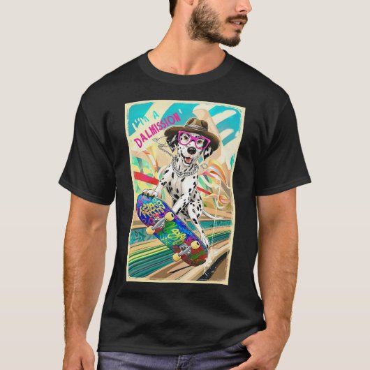 Dalmatiner auf einer Mission: Skateboarding Hund T T-Shirt (Vorderseite)