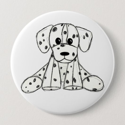Dalmatiner ausgestopfter Hund zeichnend Kontur ein Button (Vorderseite)
