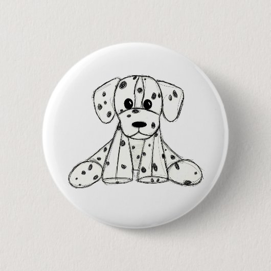 Dalmatiner ausgestopfter Hund zeichnend Kontur ein Button (Vorderseite)